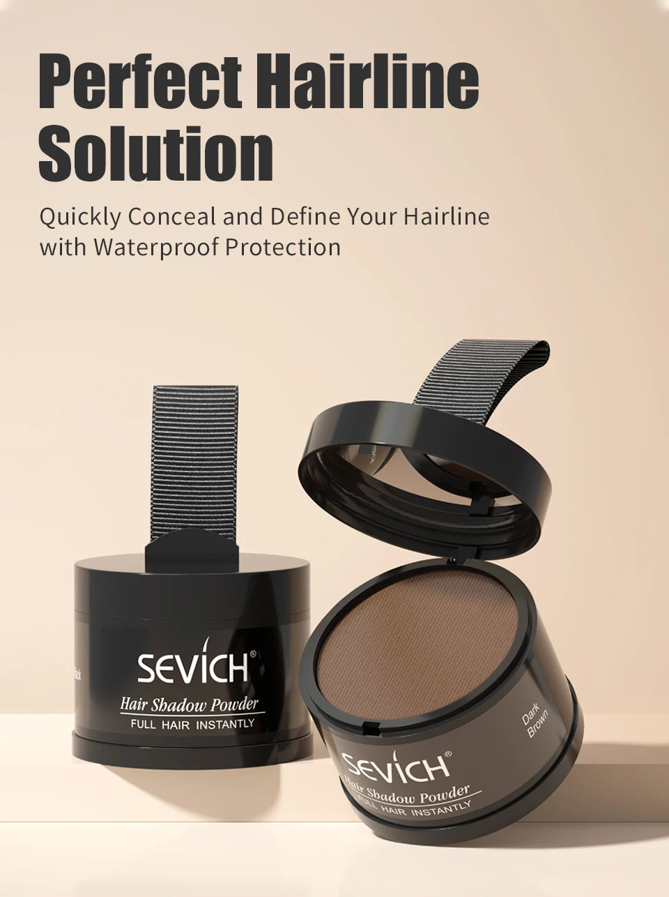 SEVICH Hairline Shadow Powder With Brush Water Sweat Resistant Hair Loss Concealer Bald Spot Concealing Hair Powder Women Men