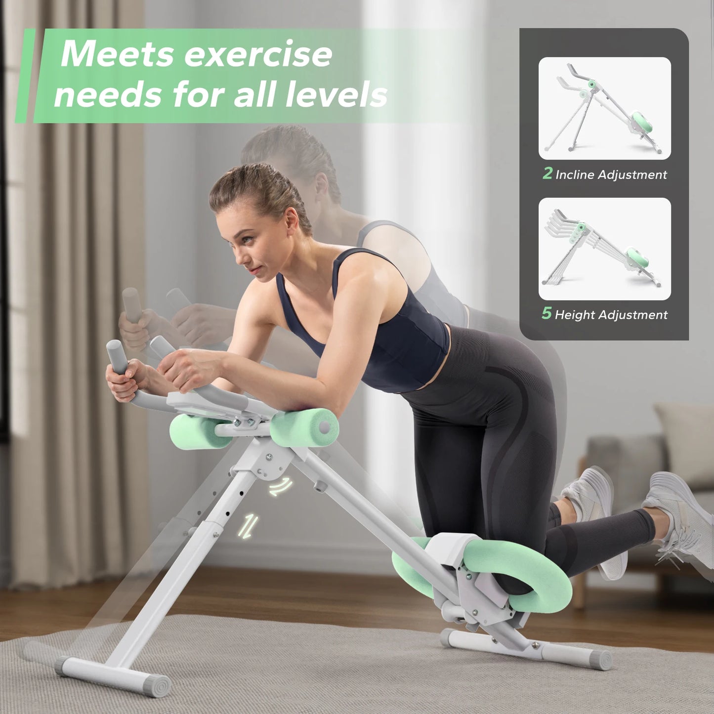 MERACH Ab Machine Adjustable Trainer Workout Foldable Knee Protection Abdominal Exercise Machine Core Ab Exercise System Trainer