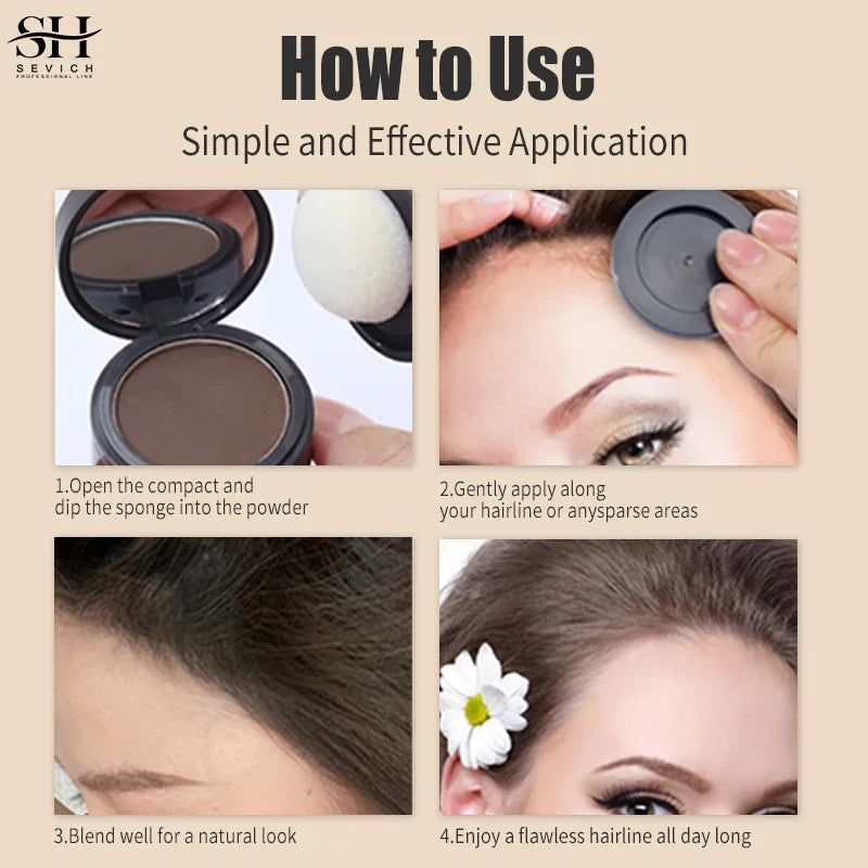 SEVICH Hairline Shadow Powder With Brush Water Sweat Resistant Hair Loss Concealer Bald Spot Concealing Hair Powder Women Men