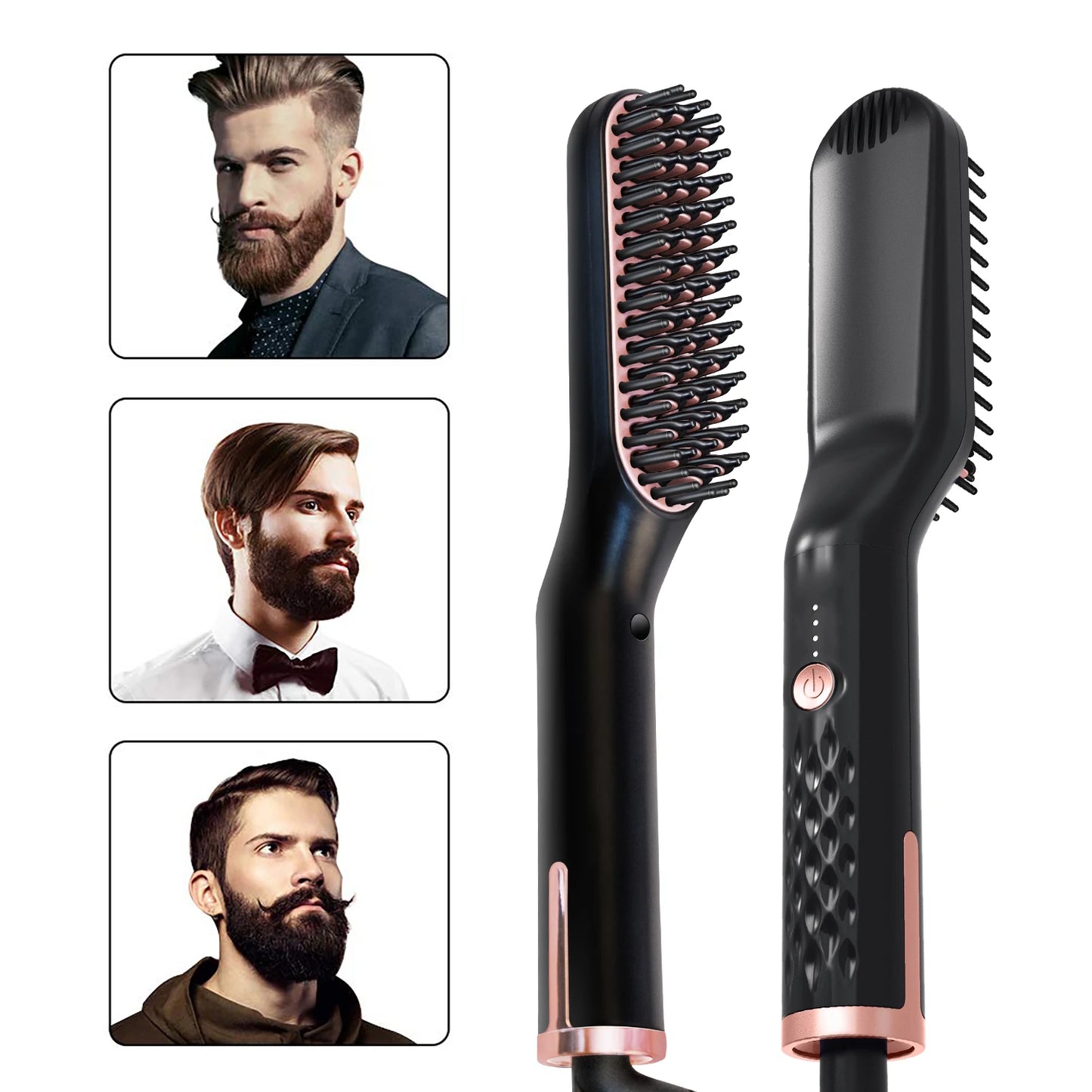 Hot Comb Straightener Heating Comb For Men Beard Electric Negative Ion Hair Straightening Brush Wet Dry Use Quick Hair Styler
