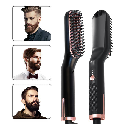 Hot Comb Straightener Heating Comb For Men Beard Electric Negative Ion Hair Straightening Brush Wet Dry Use Quick Hair Styler