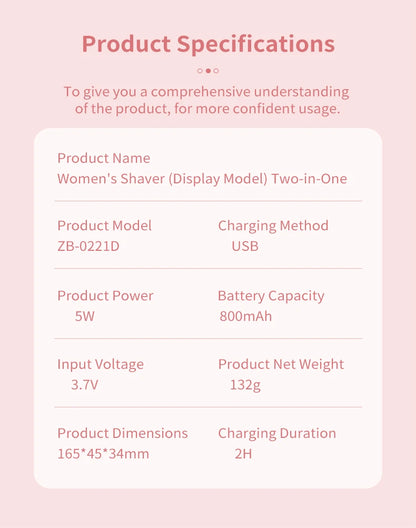 Portable Waterproof 2 In 1 Painless Shaving Knife Lady Private Part Hair Shaver Trimmer Epilator Bikini Trimmer Electric Razors