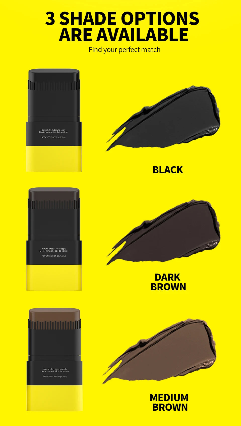 Hair Color Stick For Men & Women Quickly Covers Gray White Hair Concealer Waterproof Hairline Instant Covering Hair Dye Stick