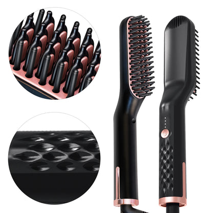 Hot Comb Straightener Heating Comb For Men Beard Electric Negative Ion Hair Straightening Brush Wet Dry Use Quick Hair Styler
