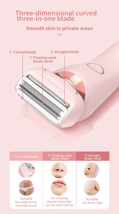 Portable Waterproof 2 In 1 Painless Shaving Knife Lady Private Part Hair Shaver Trimmer Epilator Bikini Trimmer Electric Razors