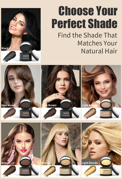 SEVICH Hairline Shadow Powder With Brush Water Sweat Resistant Hair Loss Concealer Bald Spot Concealing Hair Powder Women Men