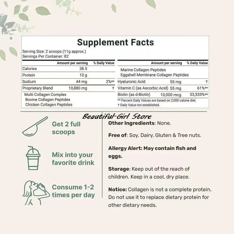 New 453G Multi Collagen Peptide Powder Tightens Skin Antiwrinkle Firmness Elasticity Moisturizes Skin Gifts