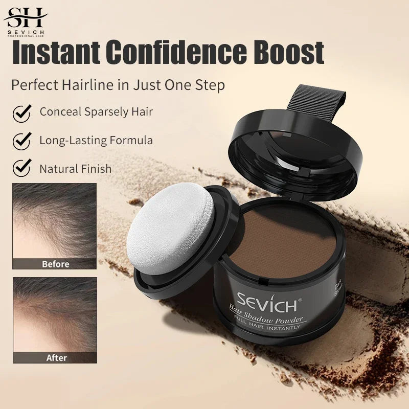 SEVICH Hairline Shadow Powder With Brush Water Sweat Resistant Hair Loss Concealer Bald Spot Concealing Hair Powder Women Men