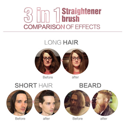 Hot Comb Straightener Heating Comb For Men Beard Electric Negative Ion Hair Straightening Brush Wet Dry Use Quick Hair Styler