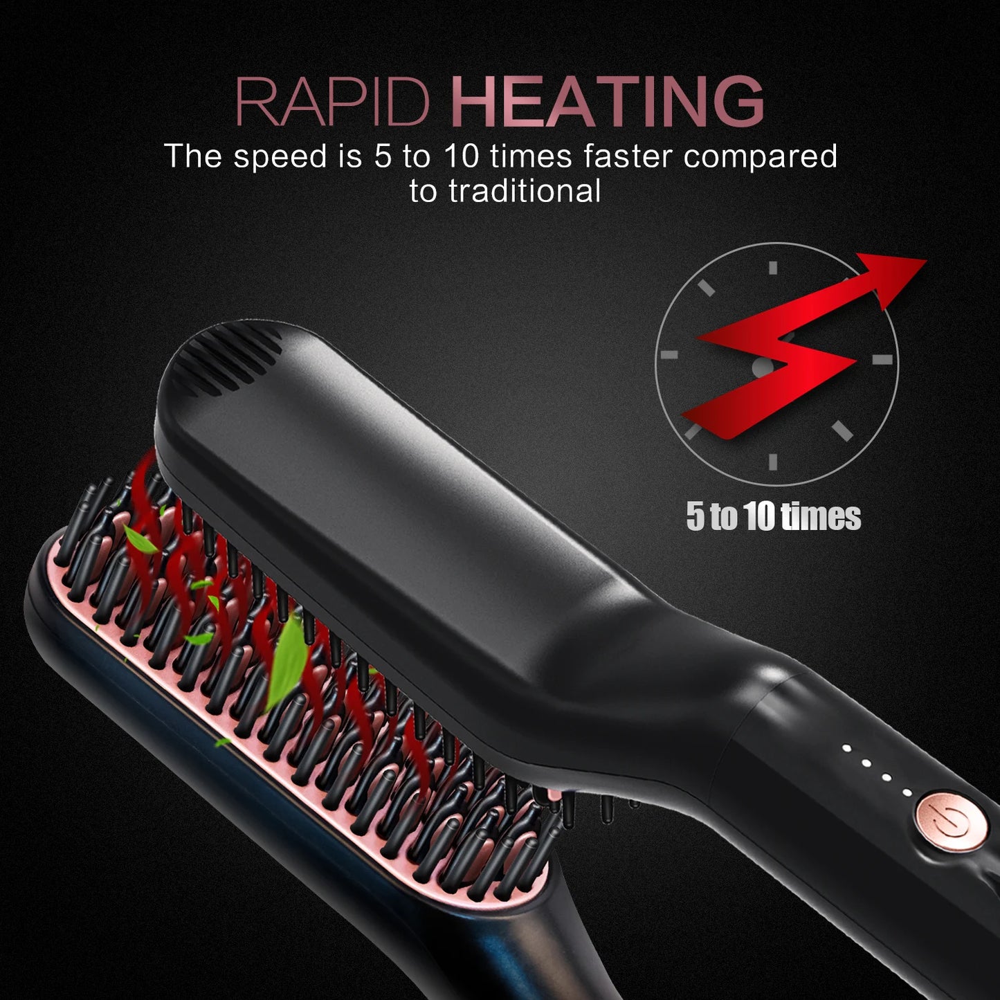 Hot Comb Straightener Heating Comb For Men Beard Electric Negative Ion Hair Straightening Brush Wet Dry Use Quick Hair Styler